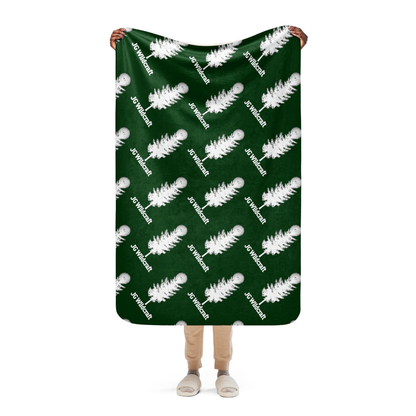 JG WIldcraft Logo Print Sherpa blanket