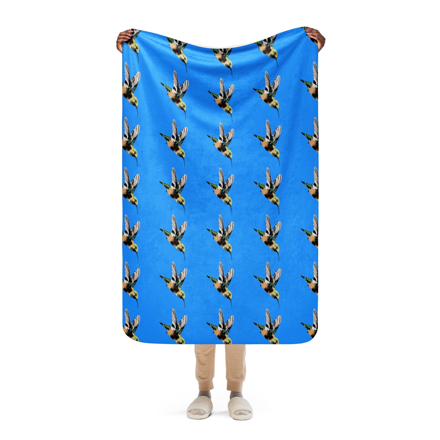 Hummingbird Print Sherpa blanket