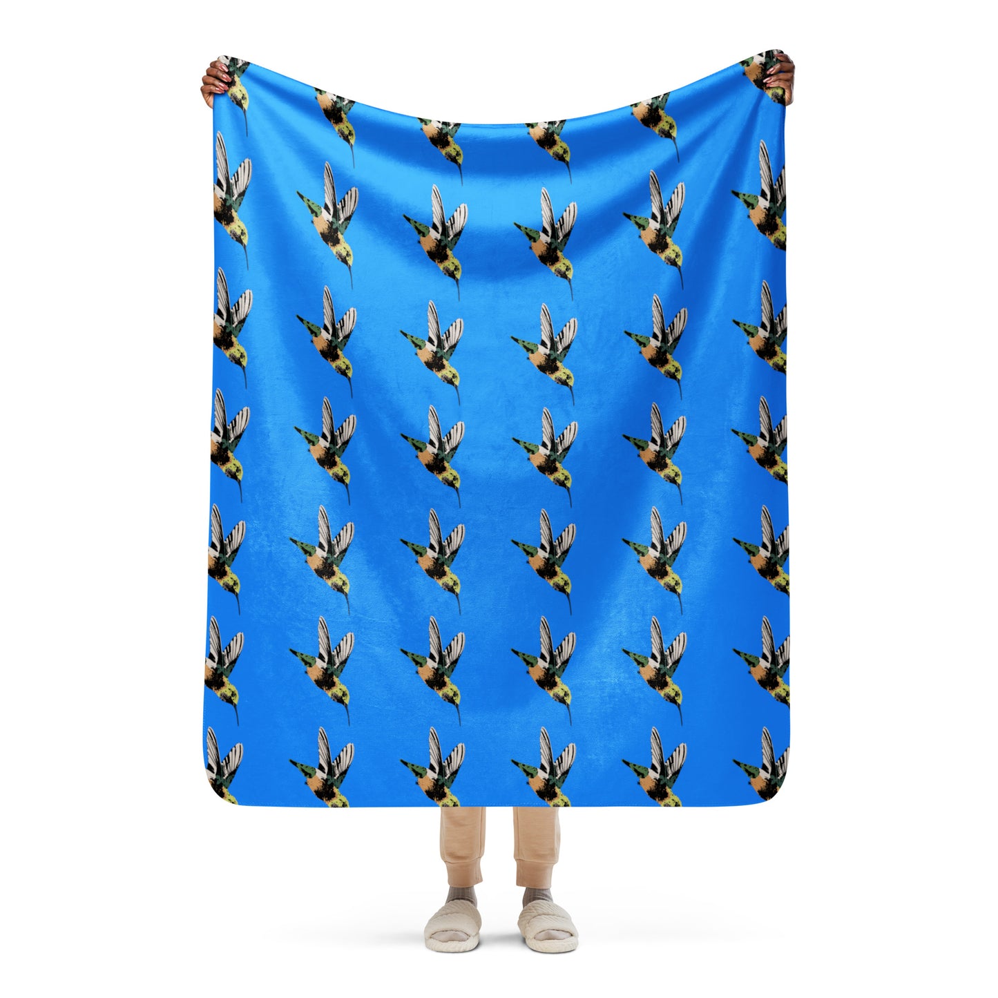 Hummingbird Print Sherpa blanket