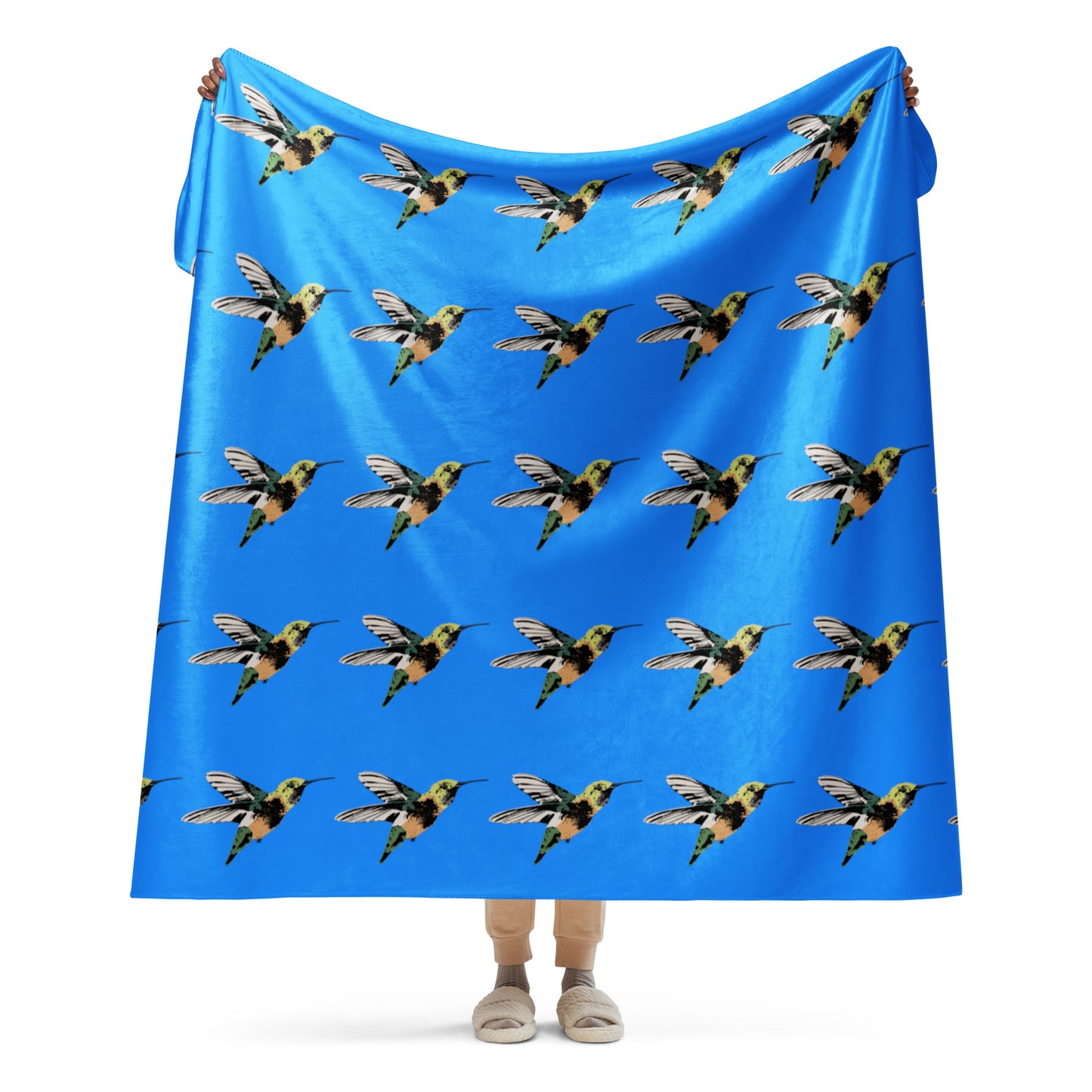 Hummingbird Print Sherpa blanket